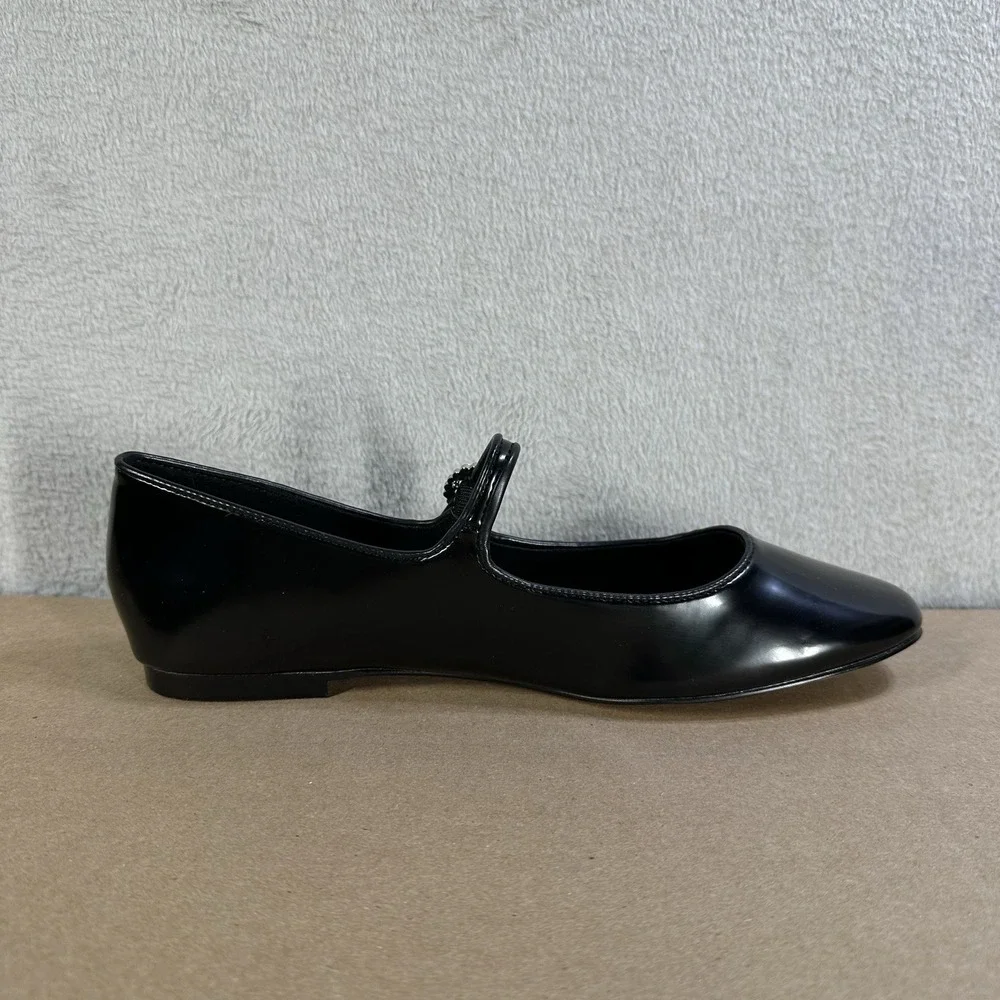 J Crew Black Mary Jane Flats‎ Round Toe Sparkle Buckle Women's US 6.5 M